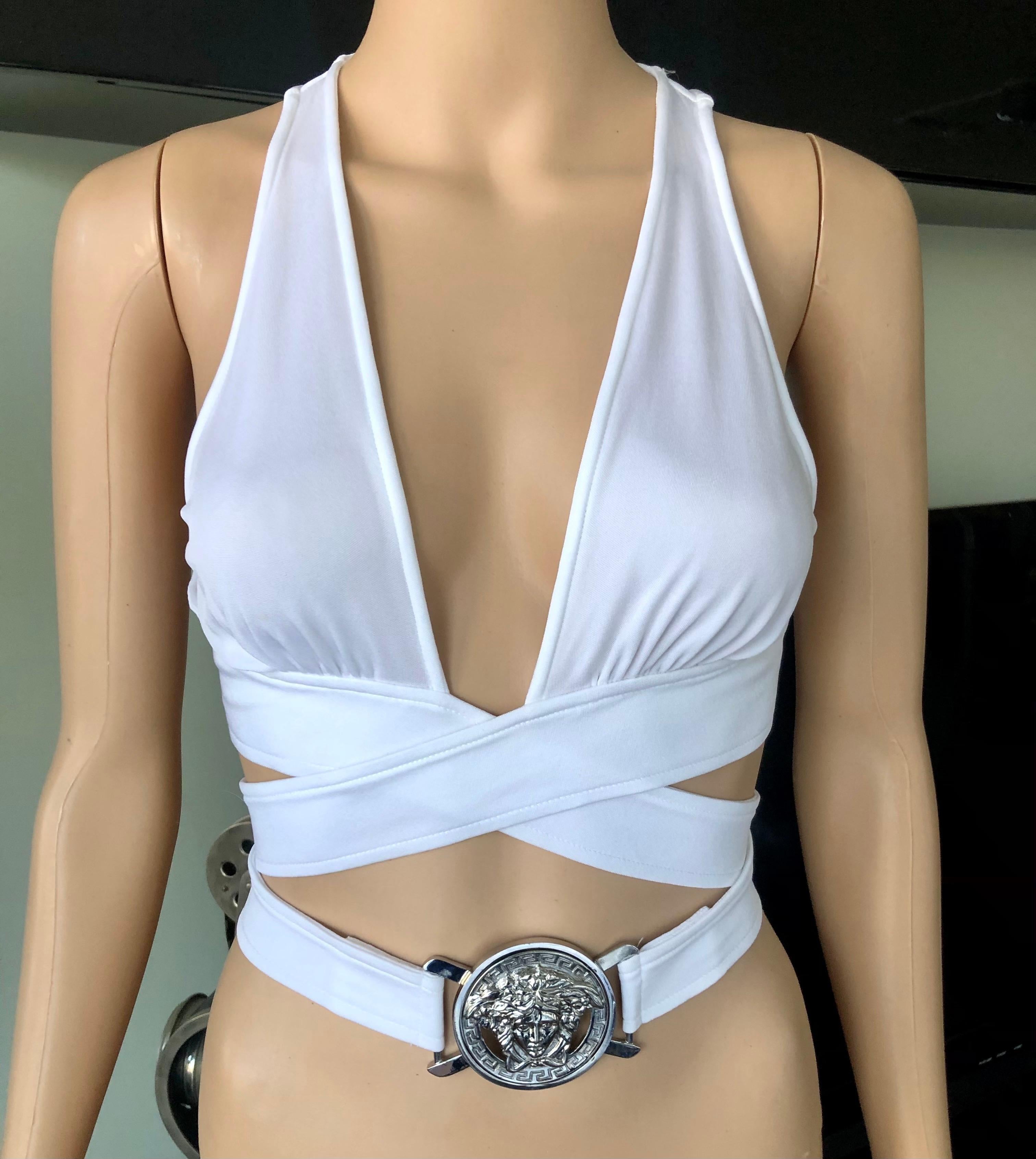 versace white crop top