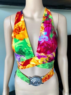 Versace S/S 2005 Plunging Wrap Crop Top