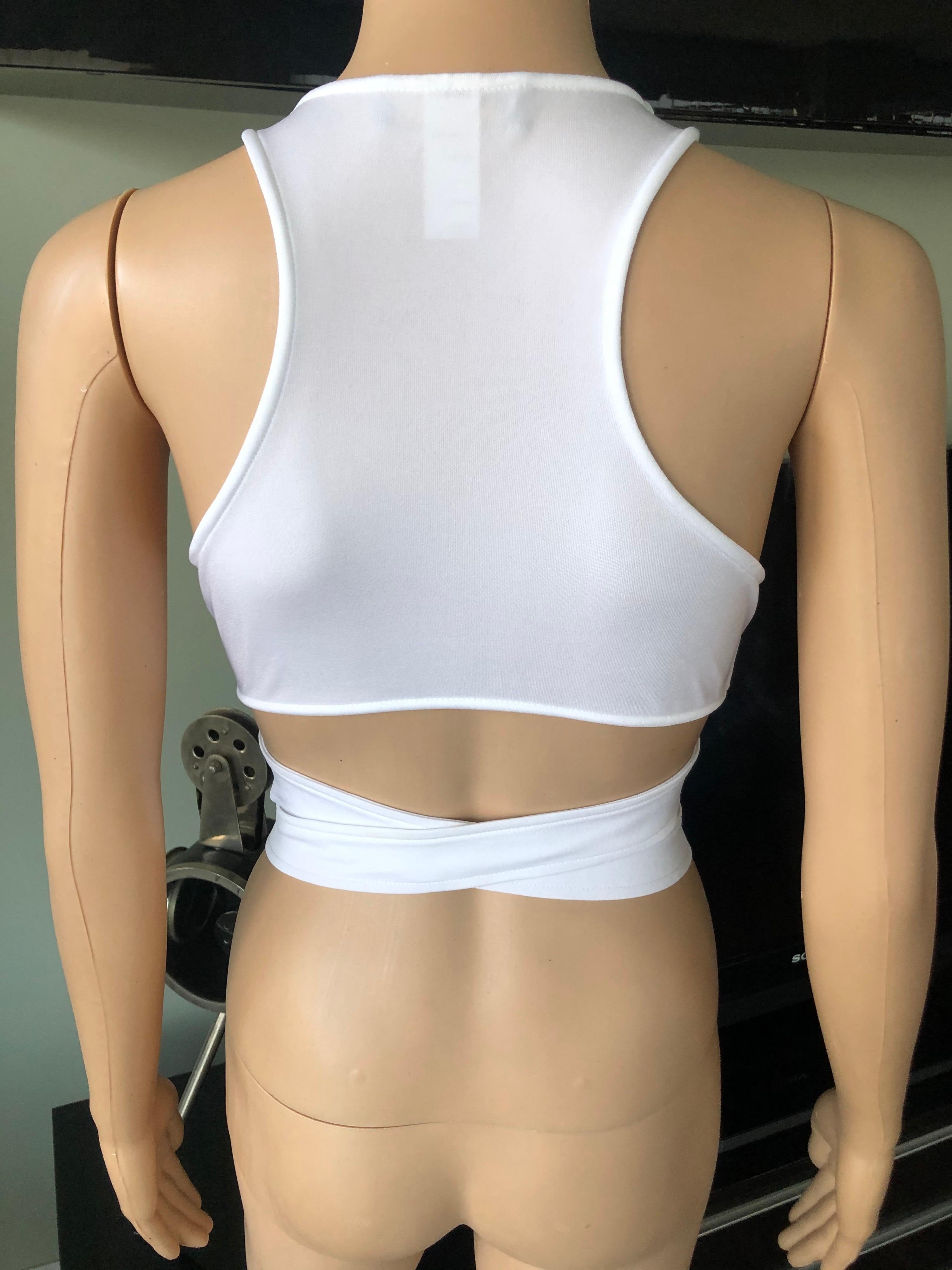 Blue Versace S/S 2005 Plunging Wrap Crop Top For Sale