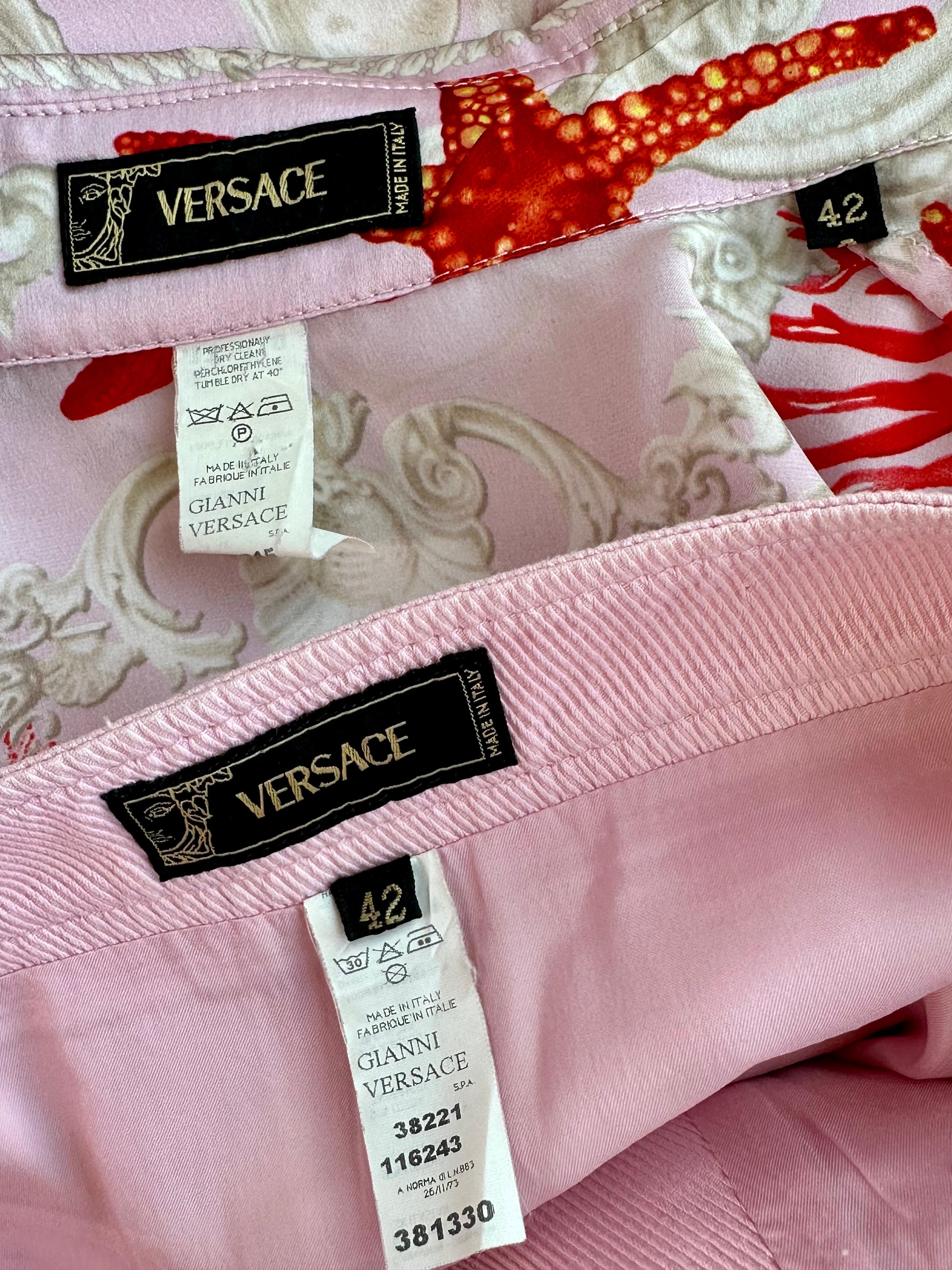 Versace S/S 2005 Runway Blouse Shirt Top & Skirt 2 Piece Set Ensemble For Sale 11