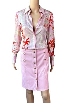 Versace S/S 2005 Runway Blouse Shirt Top & Skirt 2 Piece Set Ensemble