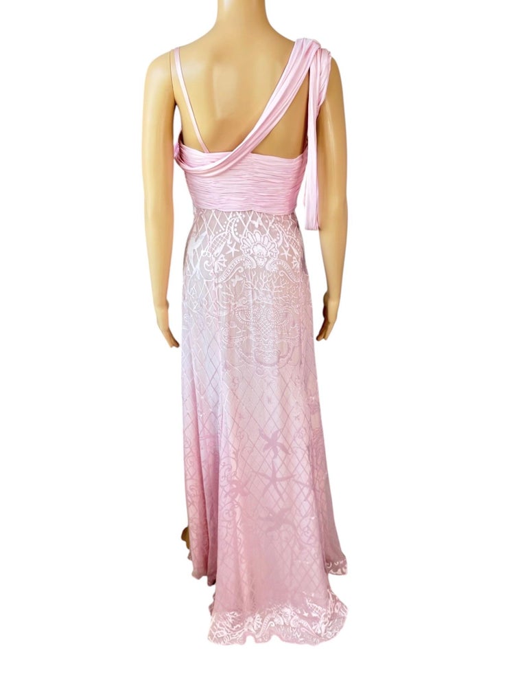 pink versace dressing gown Versace Safety Pin Gathered Gown