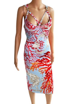 Versace S/S 2005 Runway - Robe midi à découpes avec logo embellie