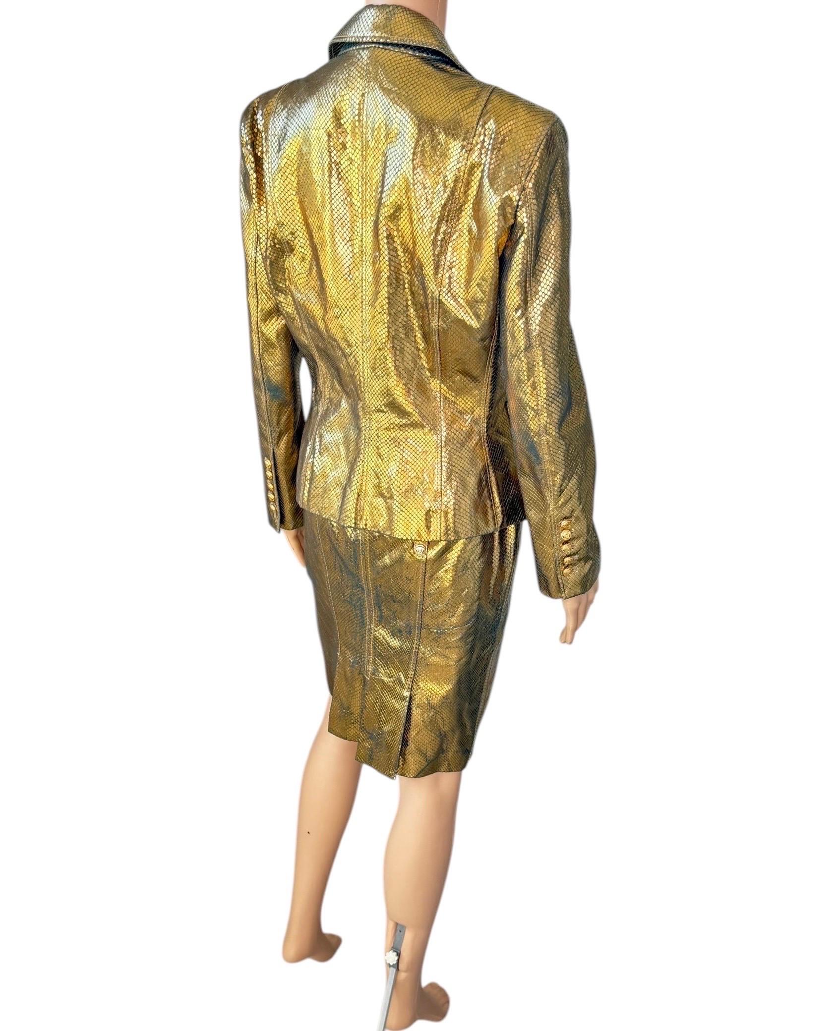 Versace S/S 2005 Runway Leather Blazer Jacket Top & Skirt 2 Piece Set Ensemble For Sale 6