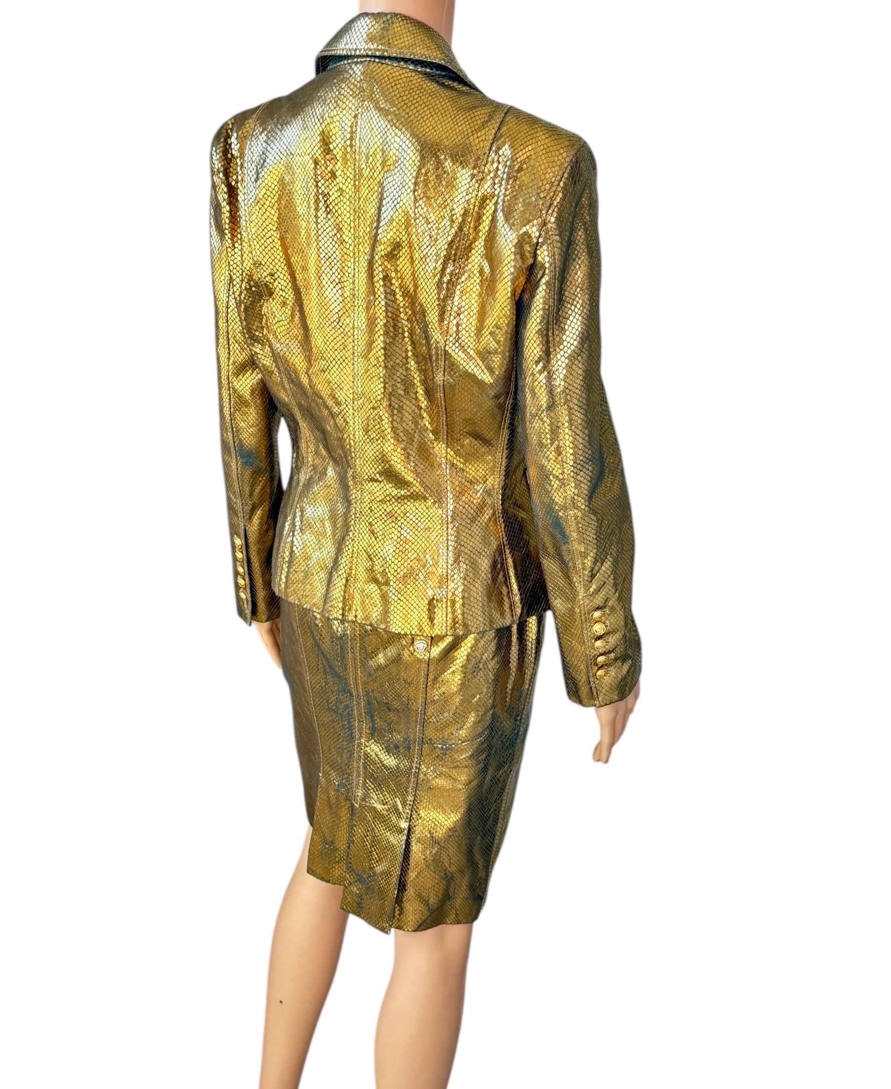 Versace S/S 2005 Runway Leather Blazer Jacket Top & Skirt 2 Piece Set Ensemble For Sale 8