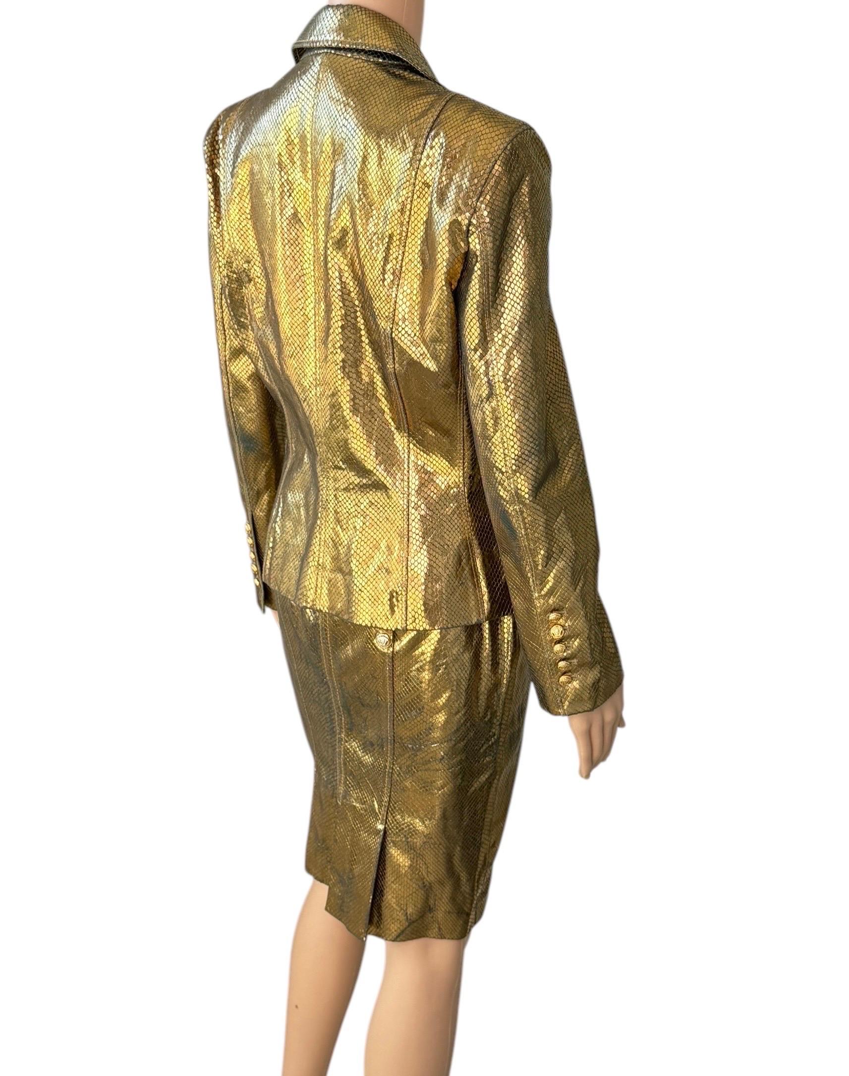 Versace S/S 2005 Runway Leather Blazer Jacket Top & Skirt 2 Piece Set Ensemble For Sale 10