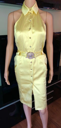 Versace S/S 2005 Runway Logo Belted Cutout Back Dress