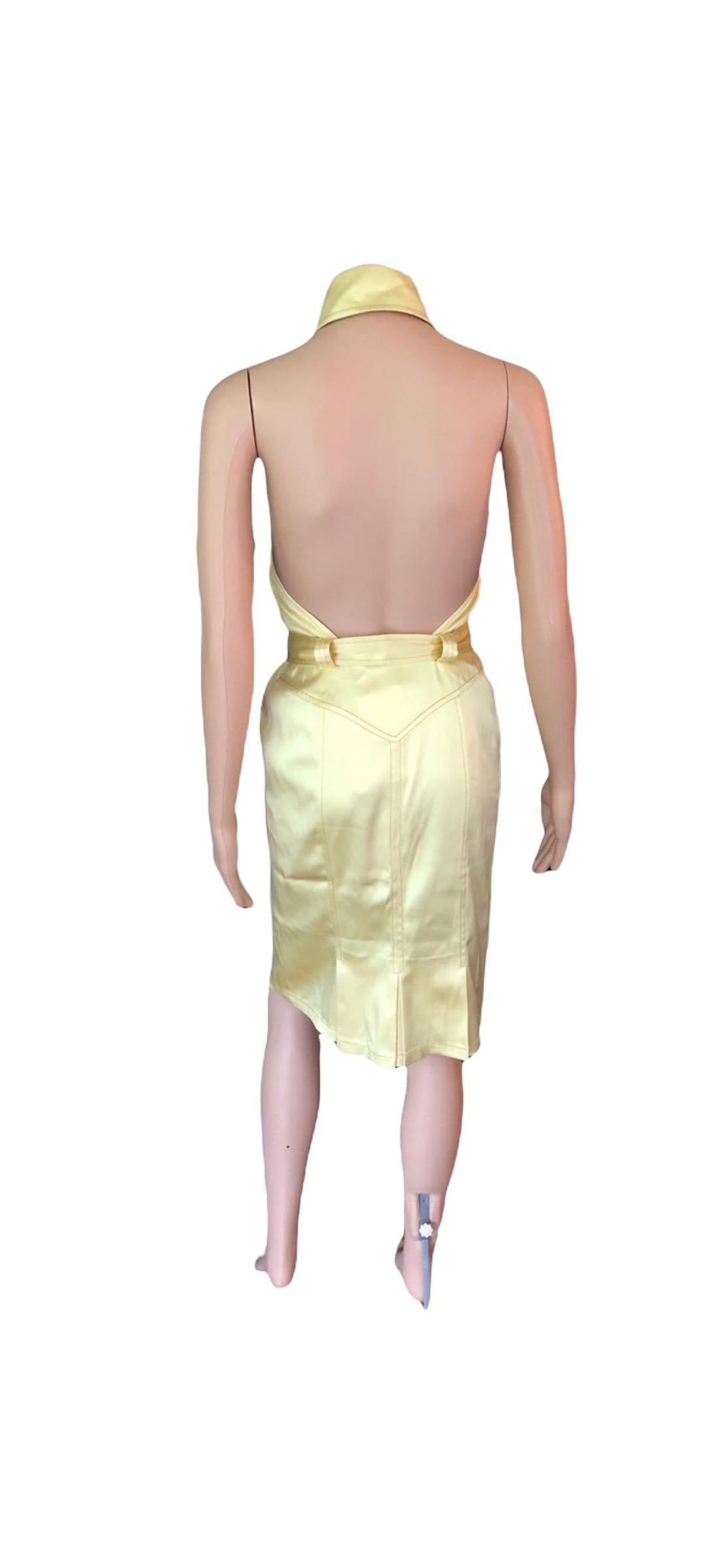 Versace S/S 2005 Runway Logo Belted Cutout Back Dress en vente 1