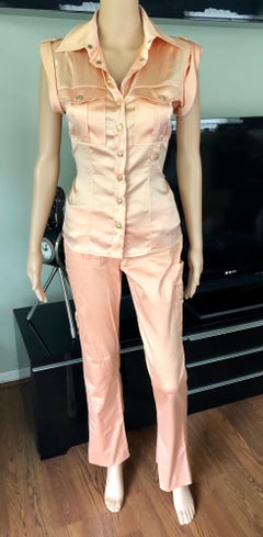 Versace S/S 2005 Runway Pants & Blouse Top Ensemble 2 Piece Set