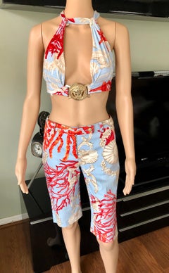 Versace S/S 2005 Runway Pants & Bra Cutout Crop Top 2 Piece Set