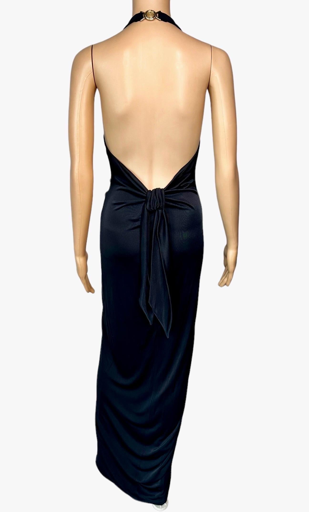Versace S/S 2005 Runway Plunging Hi-Low Ruched Open Back Evening Dress Gown For Sale 2
