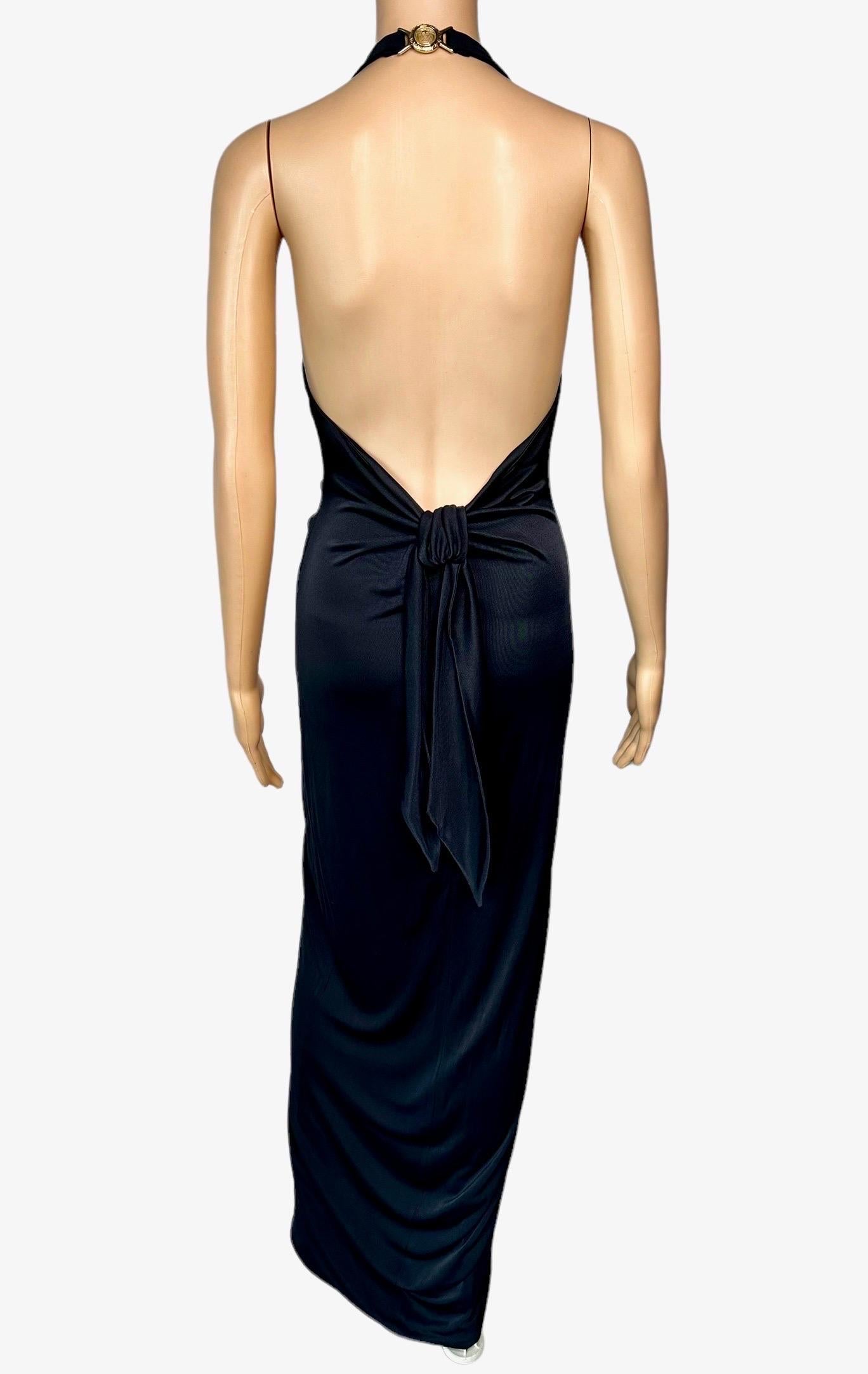 Versace S/S 2005 Runway Plunging Hi-Low Ruched Open Back Evening Dress Gown For Sale 3