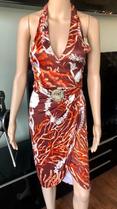 Versace S/S 2005 Runway Seashell Print Belted Wrap Dress