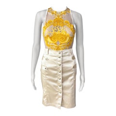 Versace S/S 2005 Runway Sheer Bodysuit Top & Skirt 2 Piece Set Ensemble