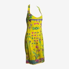Versace S/S 2006 Botanical Print Silk Halter Dress