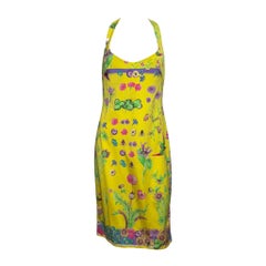 Versace S/S 2006 Botanical Print Silk Halter Dress