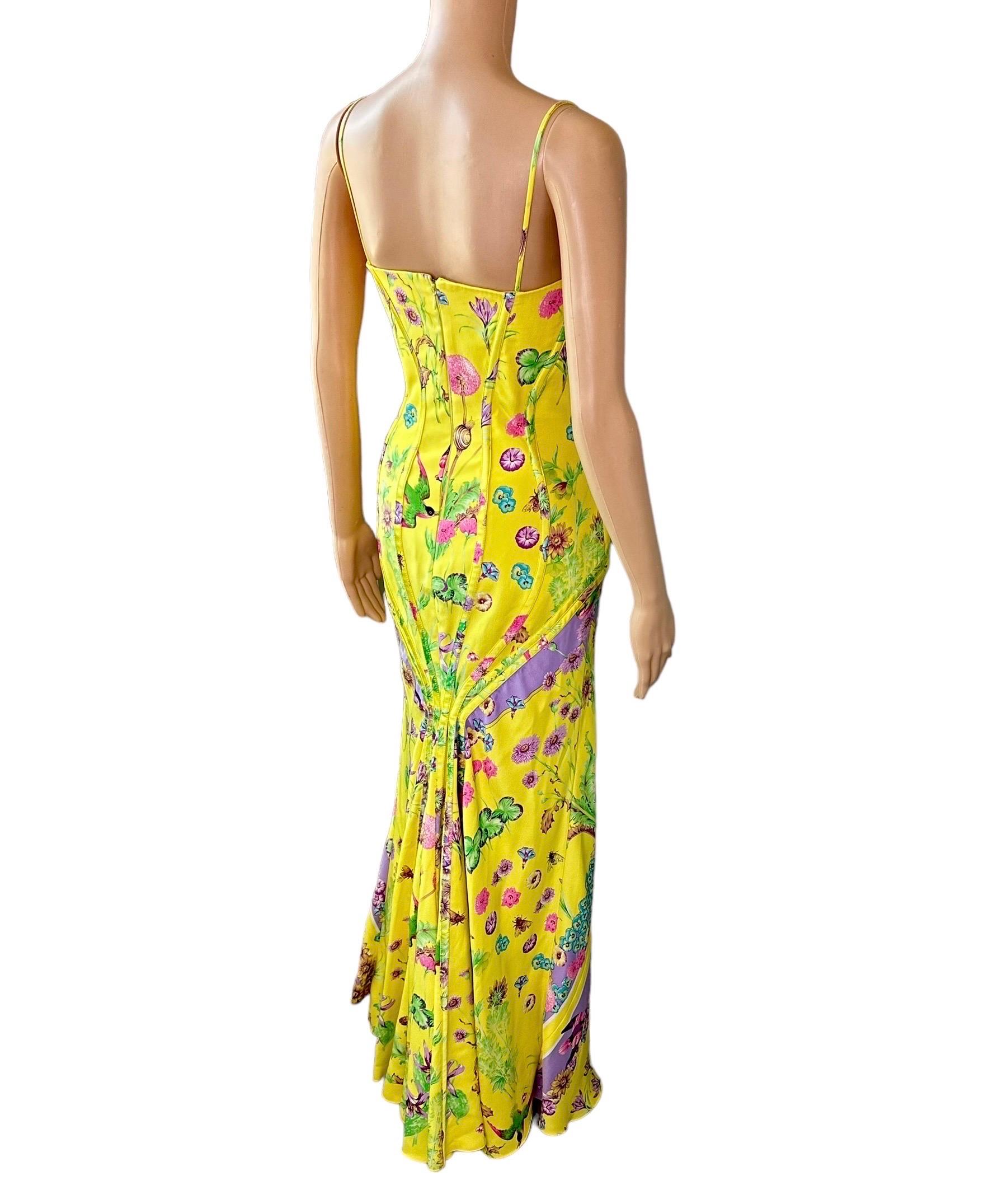Versace S/S 2006 Bustier Corset Floral Print Evening Dress Gown 8
