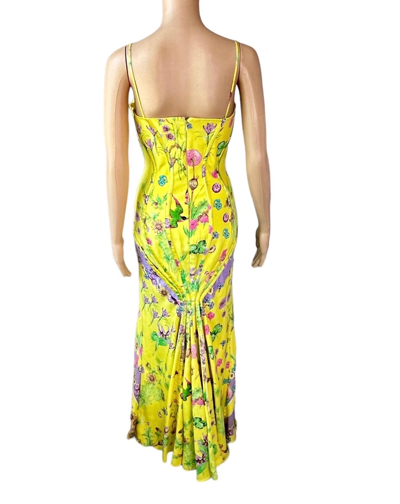 Versace S/S 2006 Bustier Corset Floral Print Evening Dress Gown 3