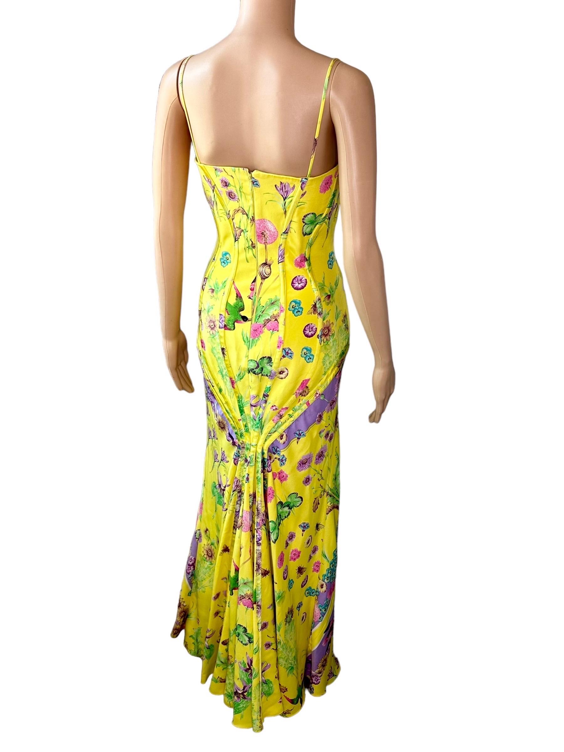 Robe de soirée Versace S/S 2006 avec bustier et corset imprimé floral en vente 4