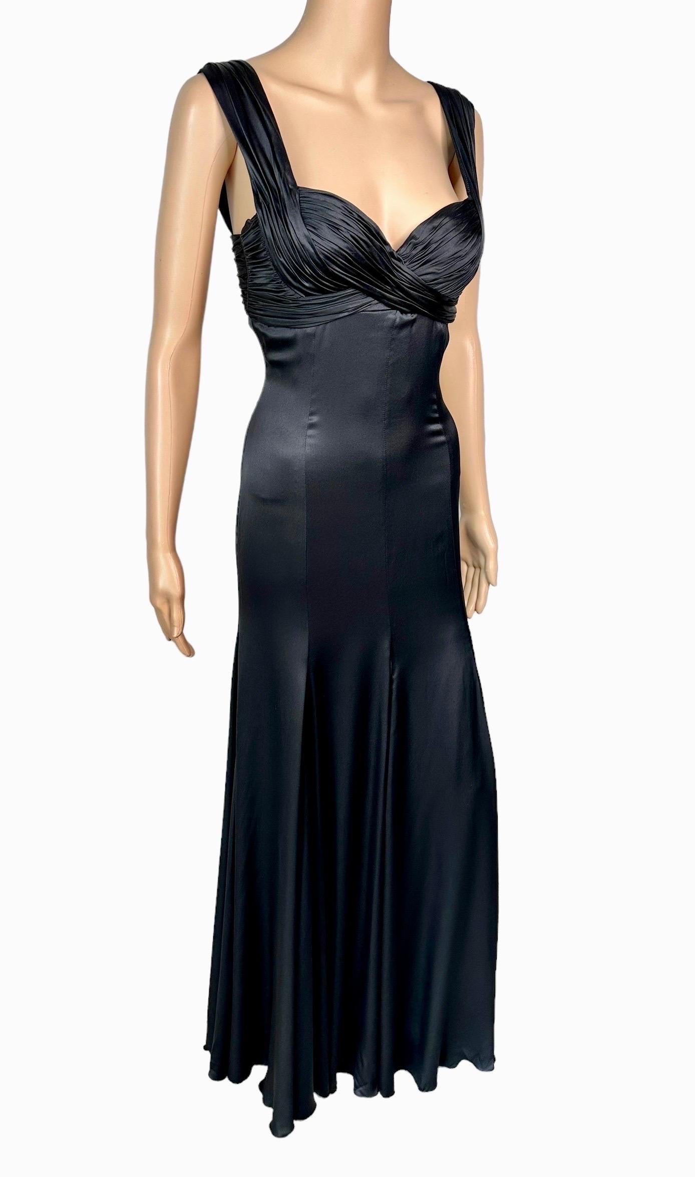 Versace S/S 2006 Bustier Vestido de noche de seda negro con abertura alta en Bueno estado para la venta en Naples, FL