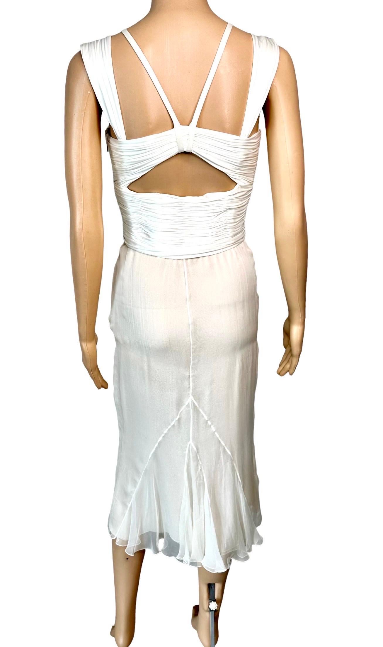 Versace S/S 2006 Runway Bustier Cutout Silk Ivory Dress  In Good Condition In Naples, FL