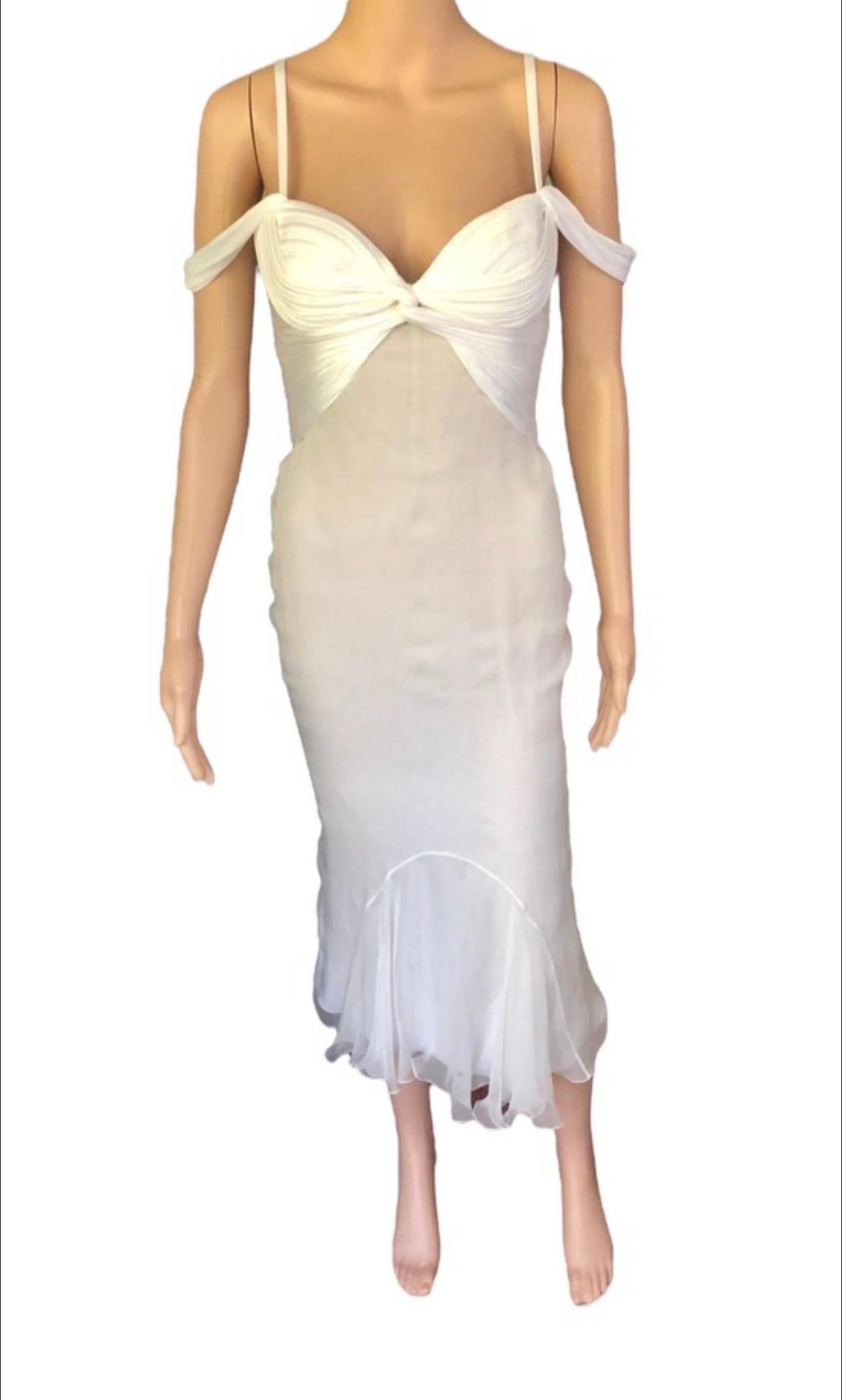 Women's or Men's Versace S/S 2006 Runway Bustier Cutout Silk Ivory Dress 