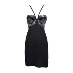 Versace S/S 2007 Black Sequinned Bustier Mini Dress