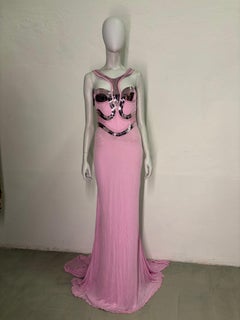 Versace S/S 2007 metallic backless pink gown