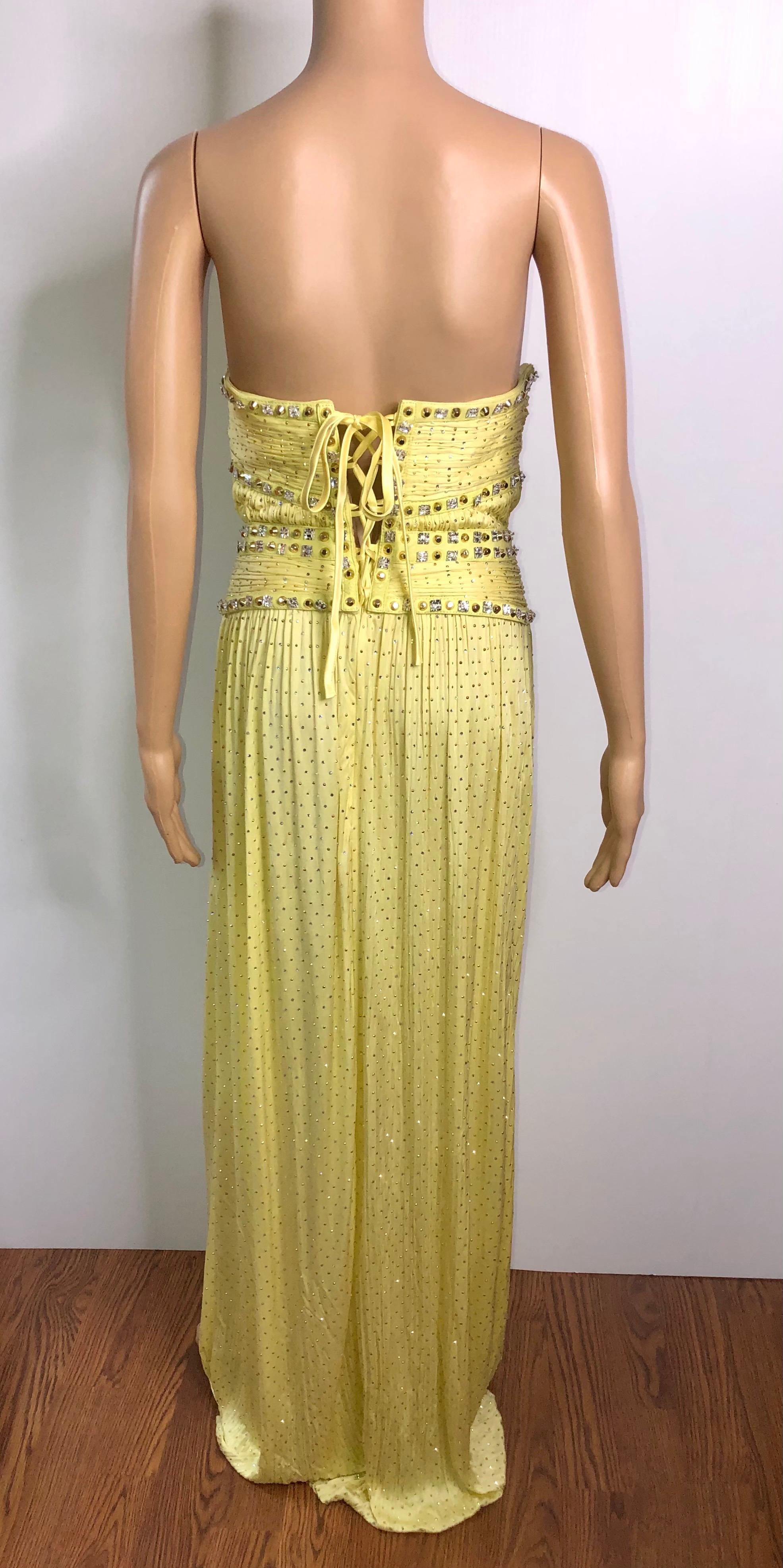 Brown Versace S/S 2012 Runway Bustier Corset Crystal Embellished Evening Dress Gown  For Sale