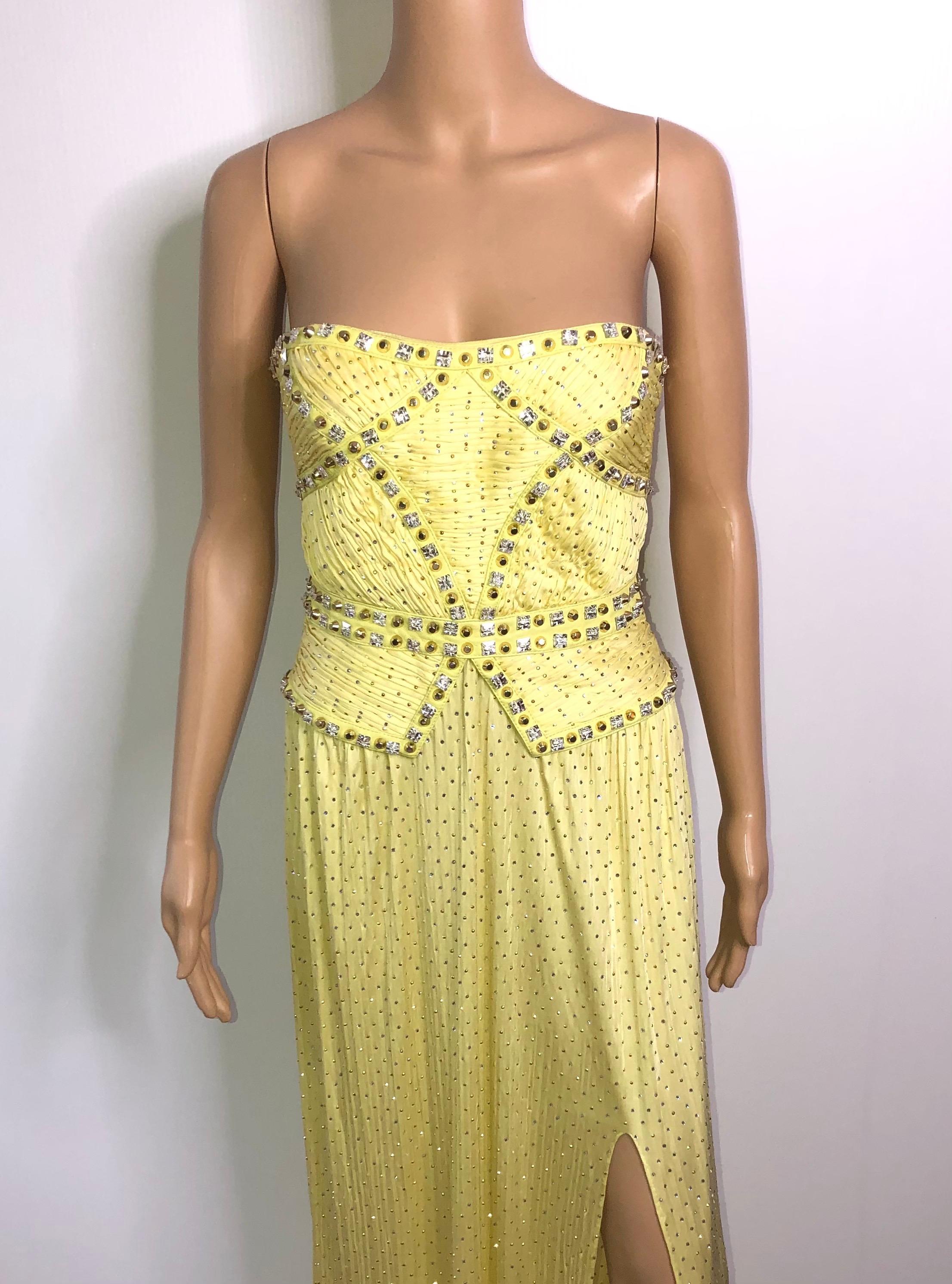 Versace S/S 2012 Runway Bustier Corset Crystal Embellished Evening Dress Gown  In Good Condition For Sale In Naples, FL