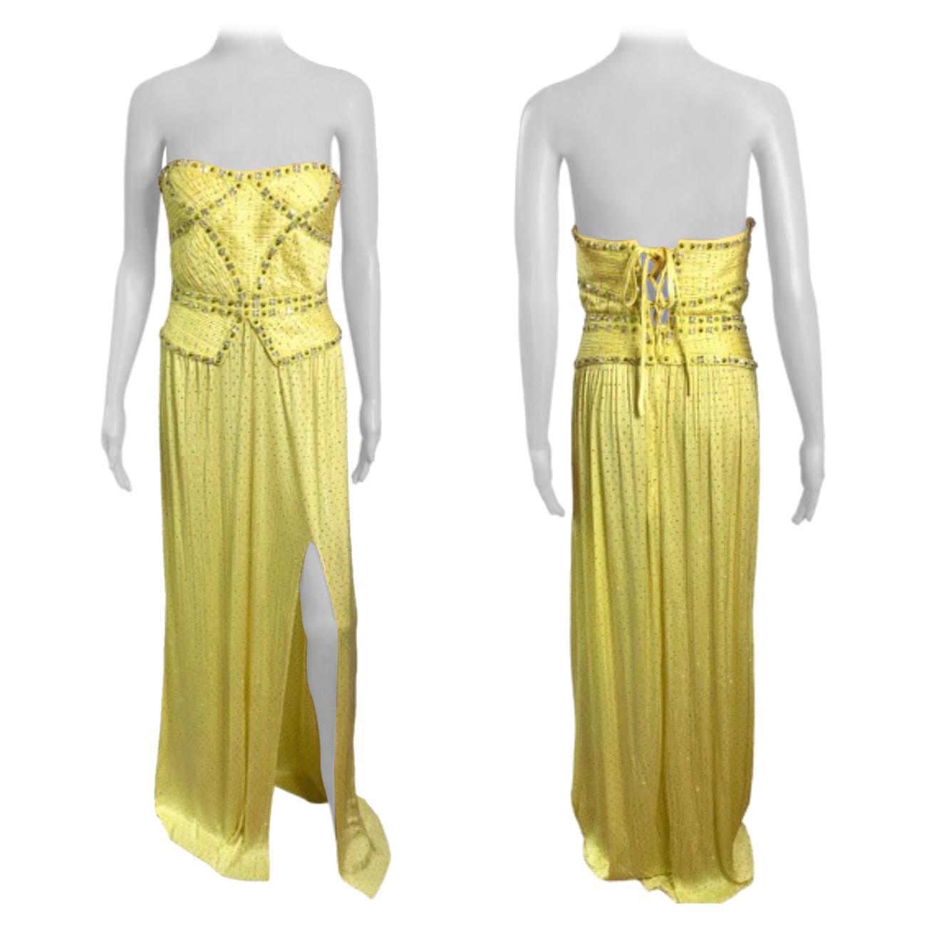 Versace S/S 2012 Runway Bustier Corset Crystal Embellished Evening Dress Gown 