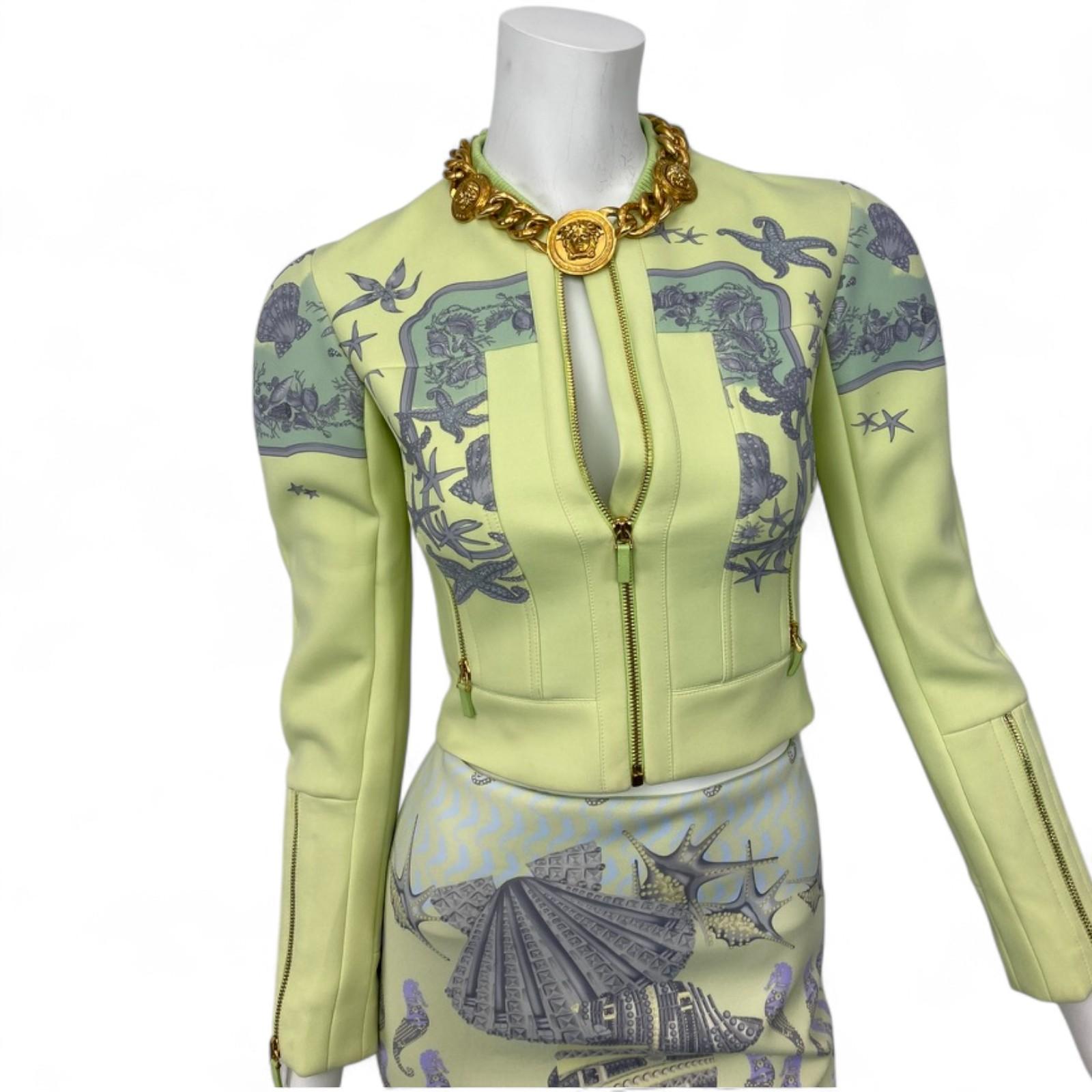De las mujeres Versace S/S 2012 Conjunto de chaqueta y falda con estampado de caracolas Sz: 38 NWT en venta