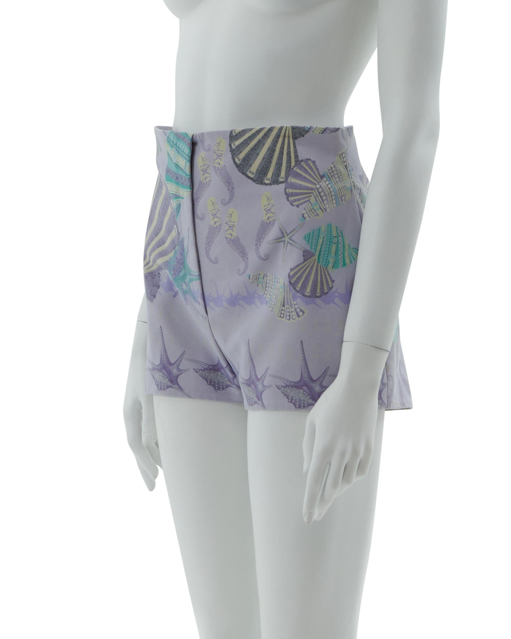 Gray Versace S/S 2012 Seashell printed shorts  For Sale