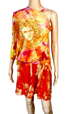 Versace S/S 2013 Runway Medusa Tie Dye Print Cutout Back Belted Mini Dress