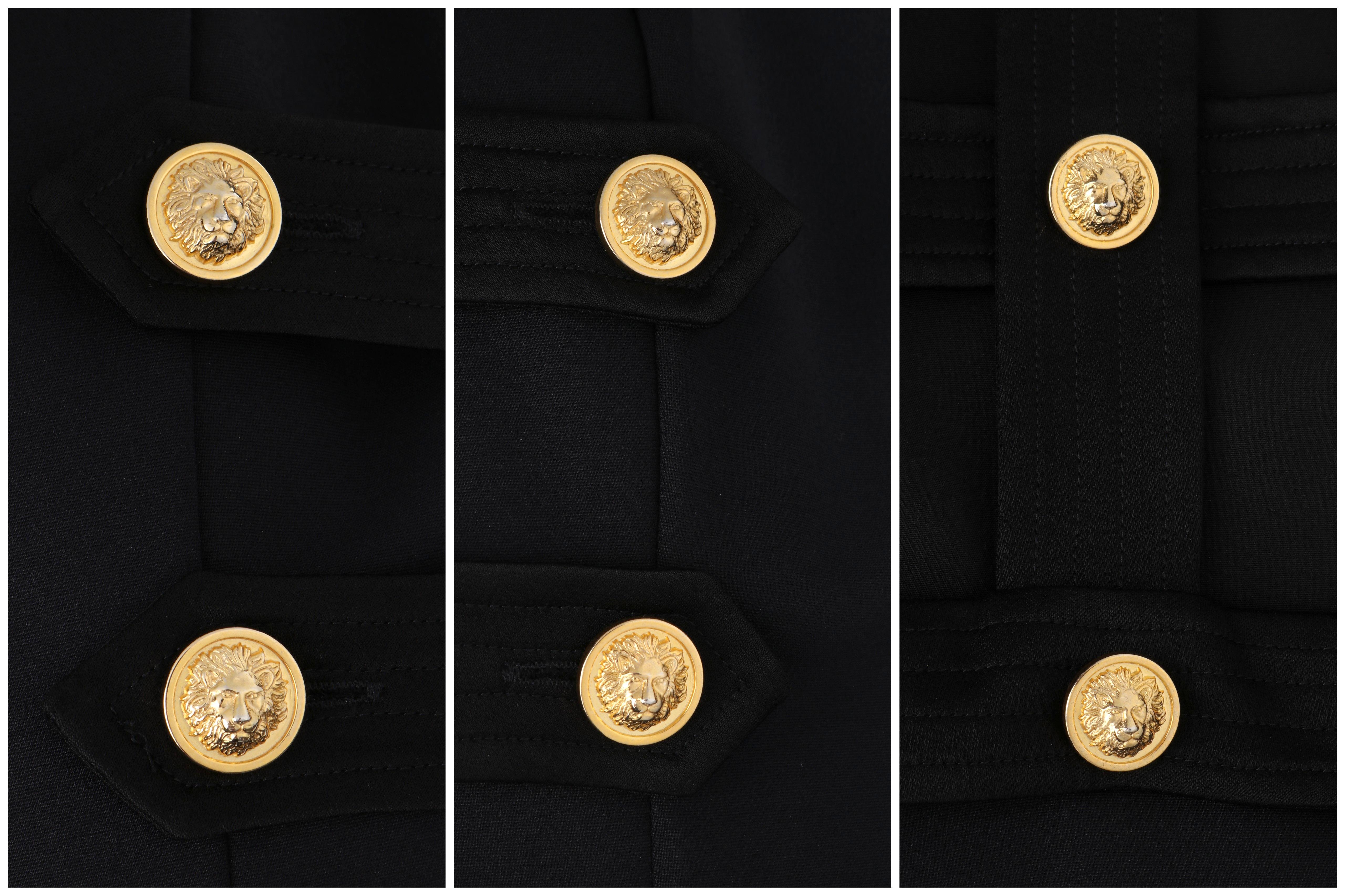 VERSACE S/S 2015 Black Bondage Gold Lion Button Overall Princess Line Dress  For Sale 4
