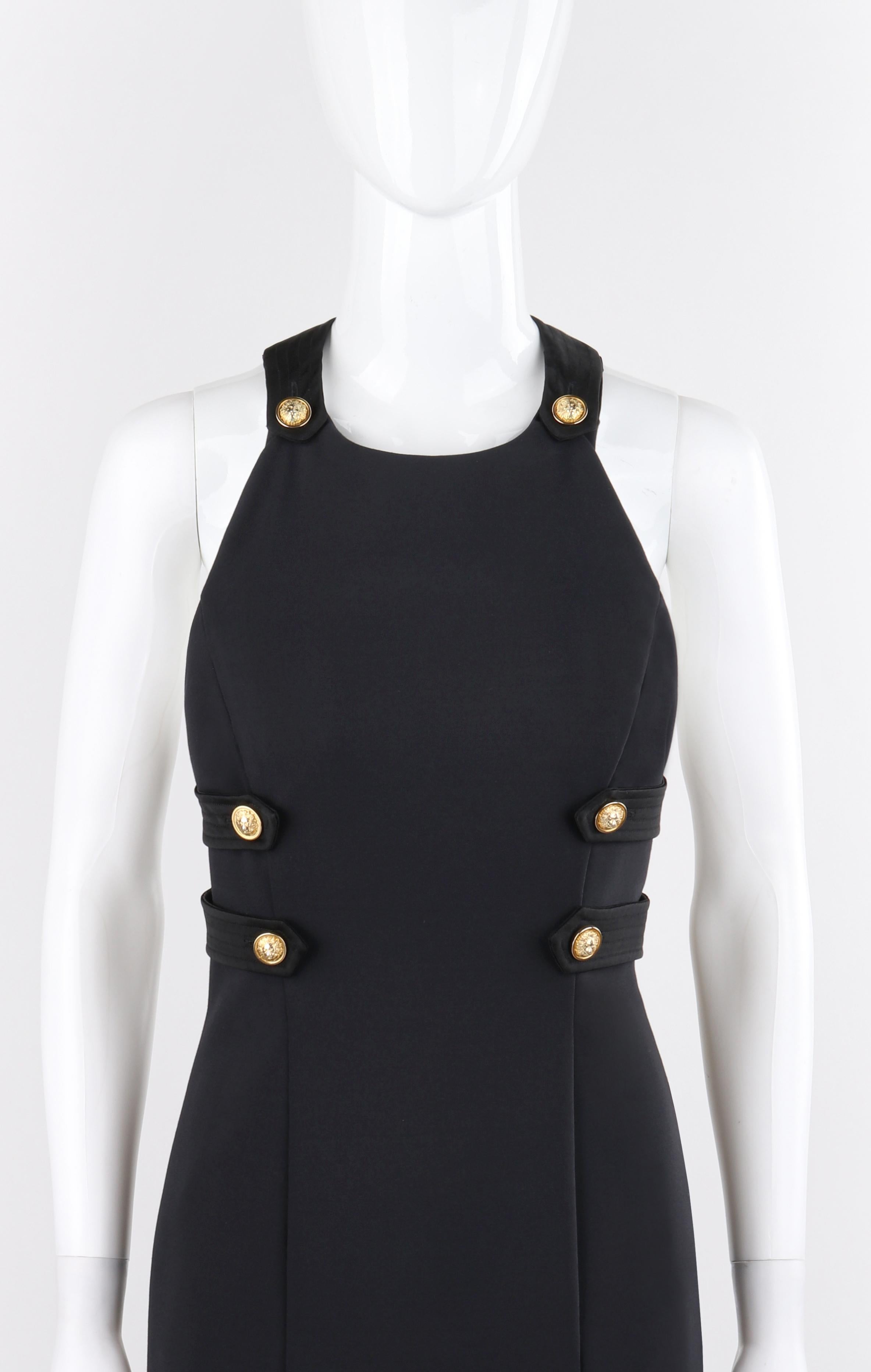 versace black dress with gold buttons