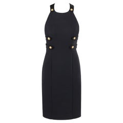 VERSACE S/S 2015 Black Bondage Gold Lion Button Overall Princess Line Dress