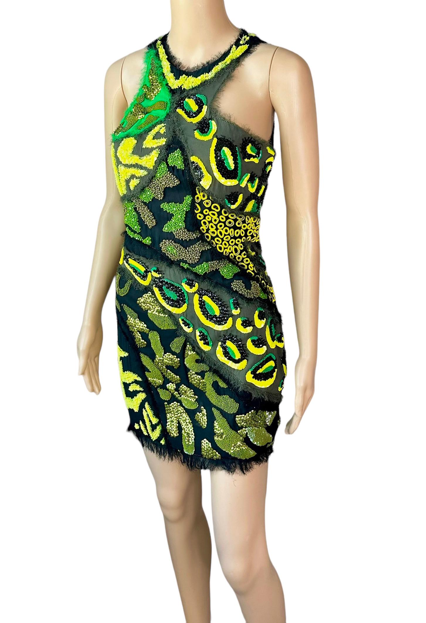 Versace S/S 2016 Pasarela Mini vestido de noche con paneles transparentes recortados y embellecidos en Bueno estado para la venta en Naples, FL