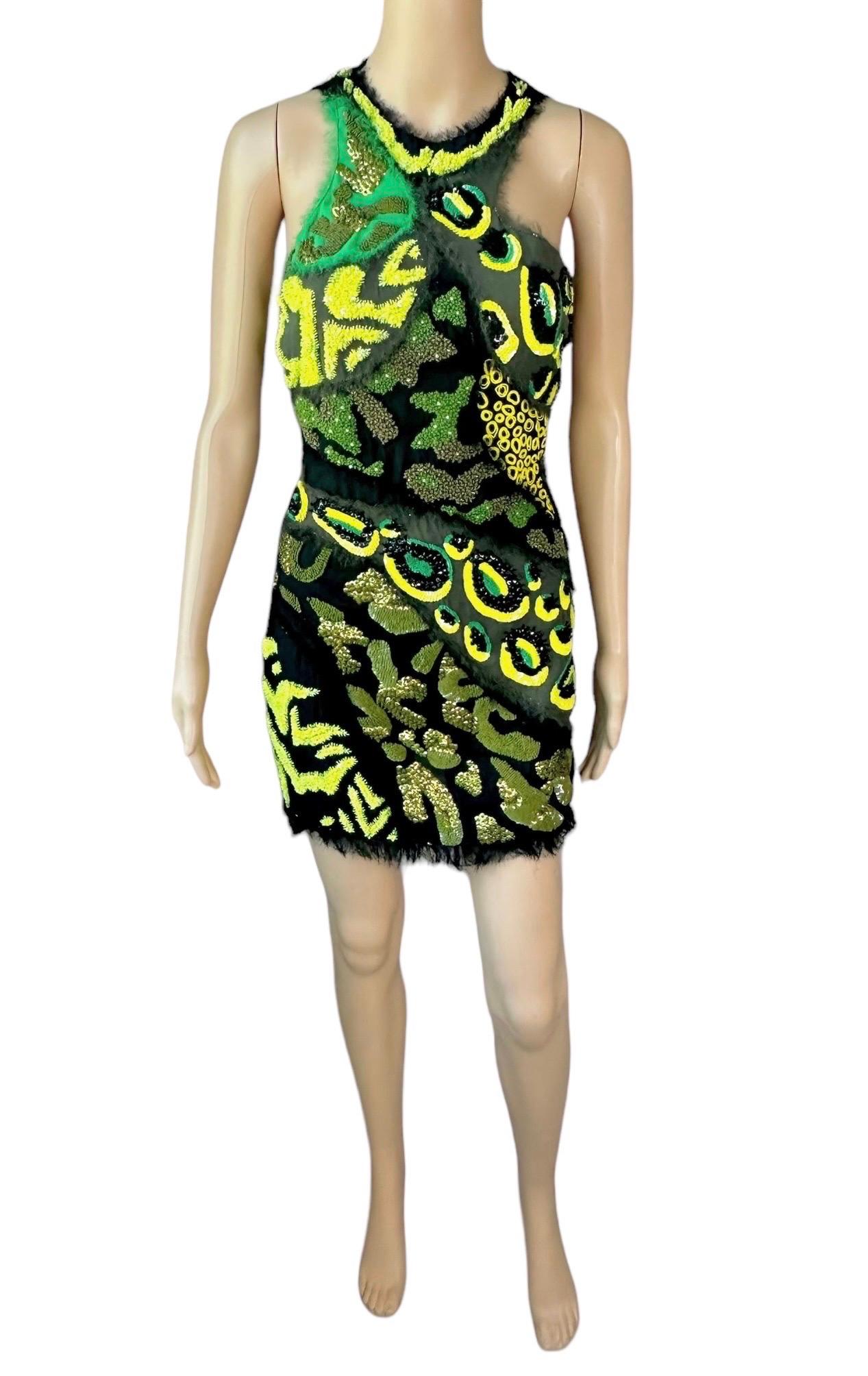 Women's Versace S/S 2016 Runway Embellished Cutout Sheer Panels Mini Evening Dress For Sale
