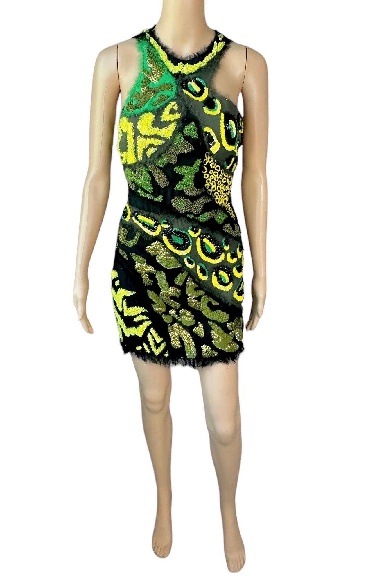 De las mujeres Versace S/S 2016 Pasarela Mini vestido de noche con paneles transparentes recortados y embellecidos en venta