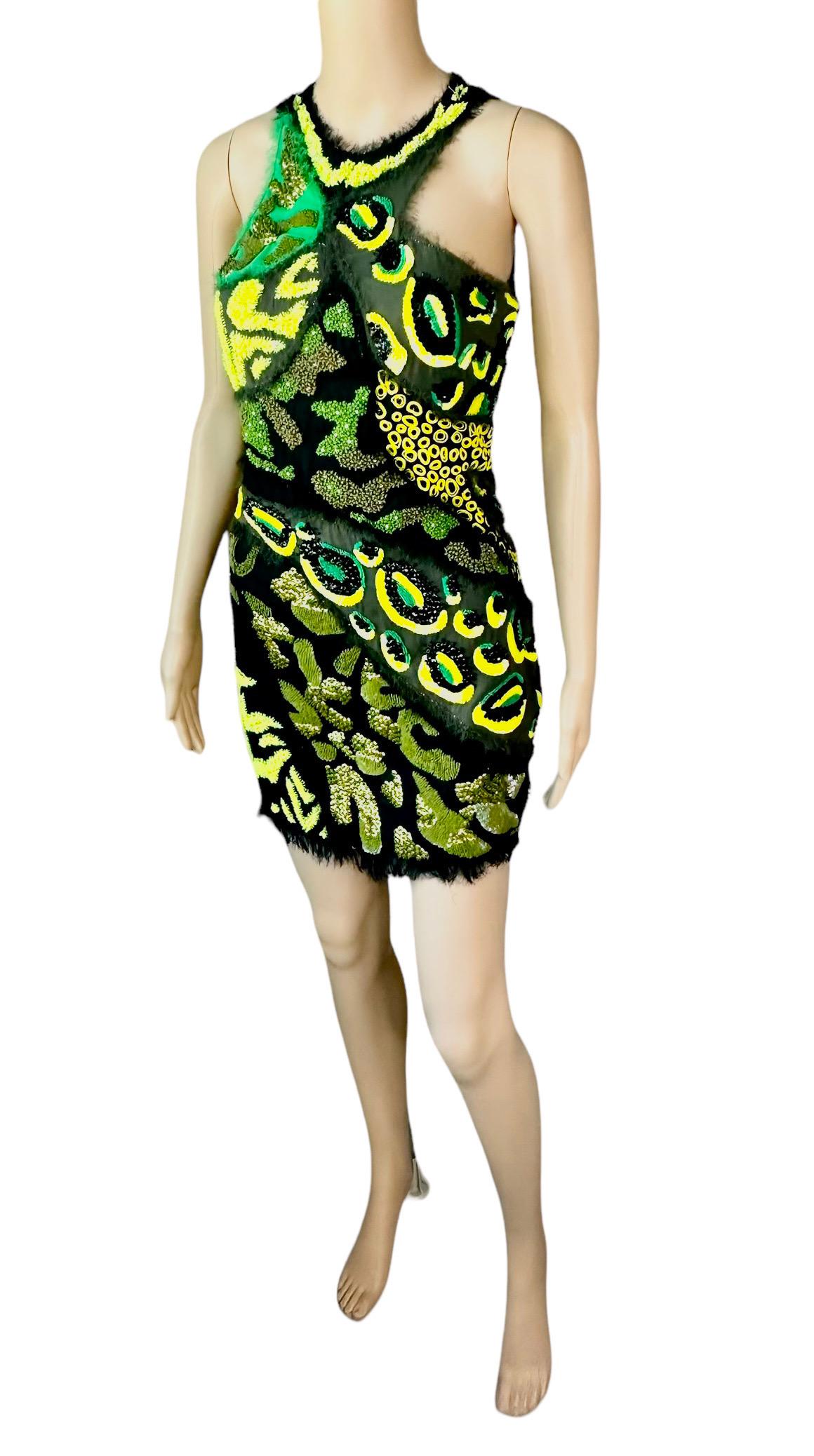 Versace S/S 2016 Pasarela Mini vestido de noche con paneles transparentes recortados y embellecidos en venta 2