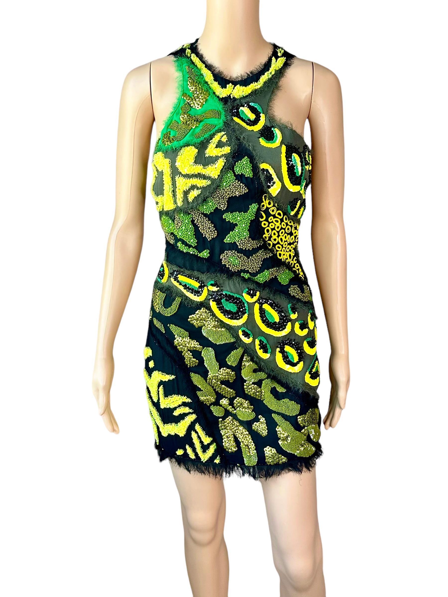 Versace S/S 2016 Pasarela Mini vestido de noche con paneles transparentes recortados y embellecidos en venta 3
