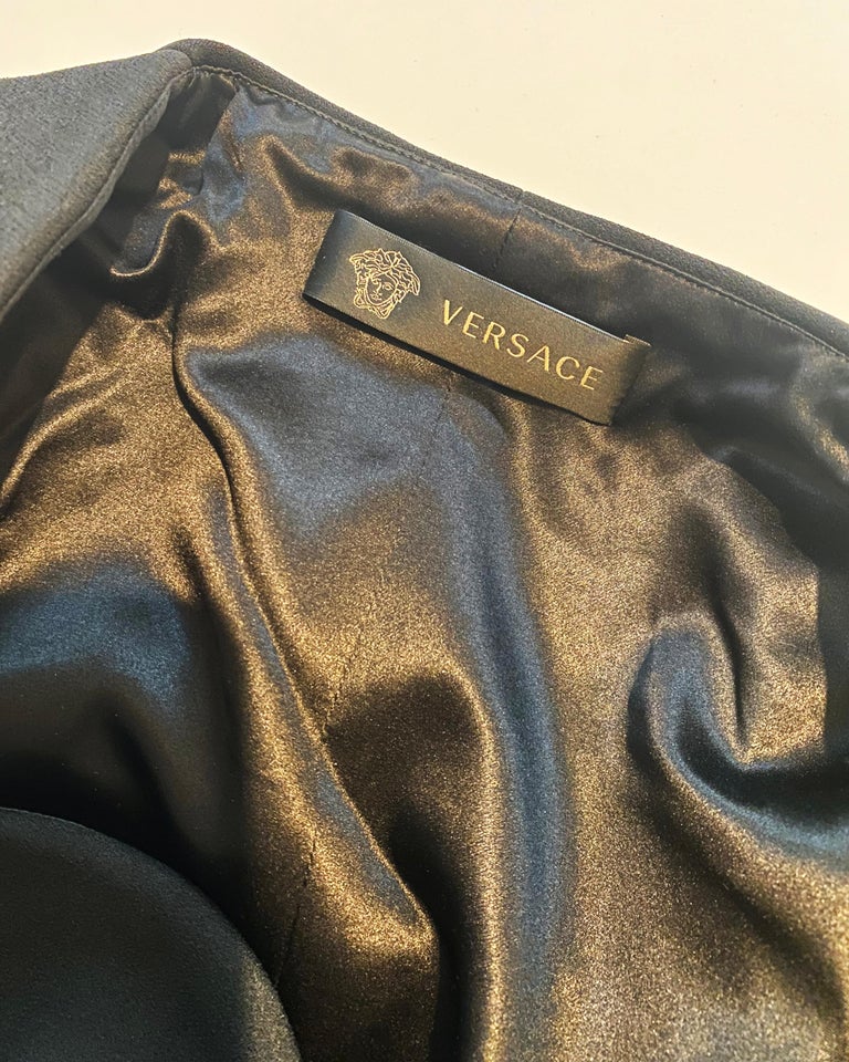 Versace S/S 2020 black gold medusa button low cut blazer jacket mini dress  IT38 For Sale at 1stDibs