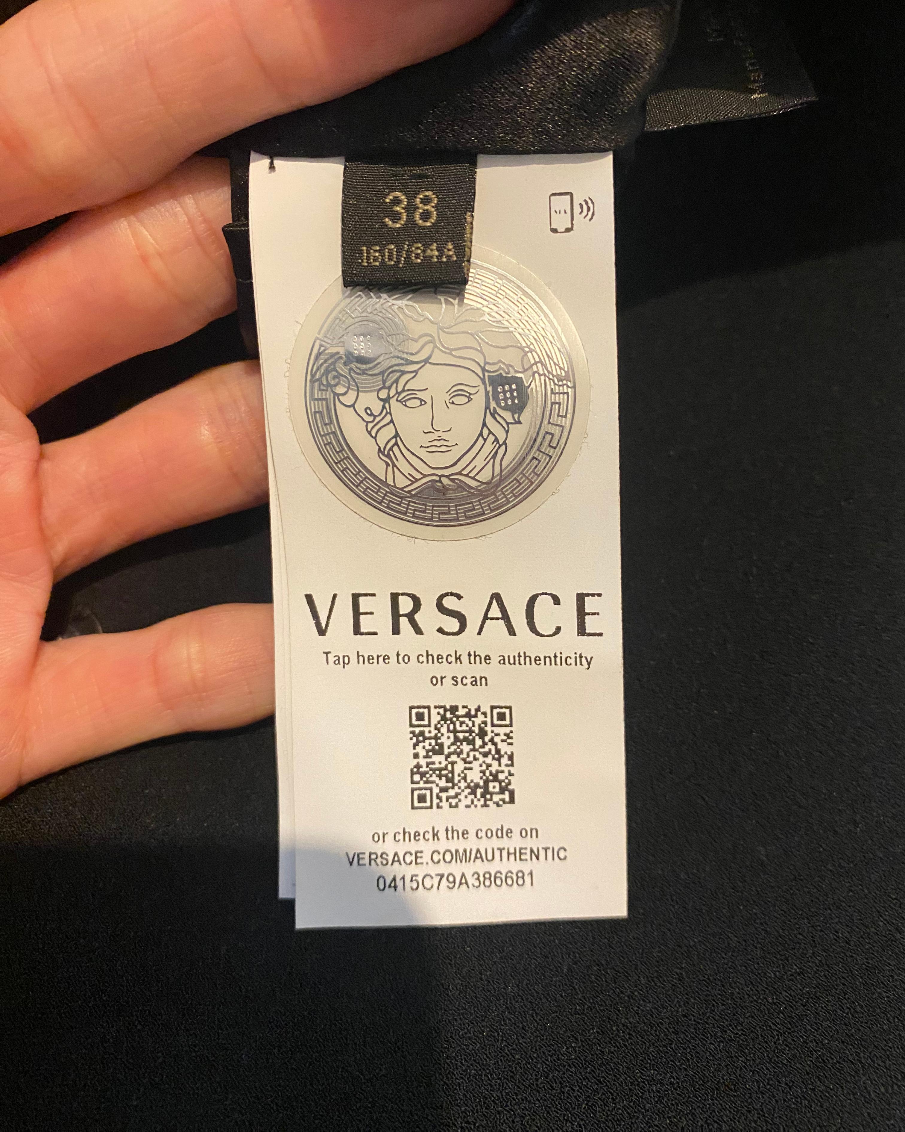 Versace S/S 2020 black gold medusa button low cut blazer jacket mini dress IT38 For Sale 7