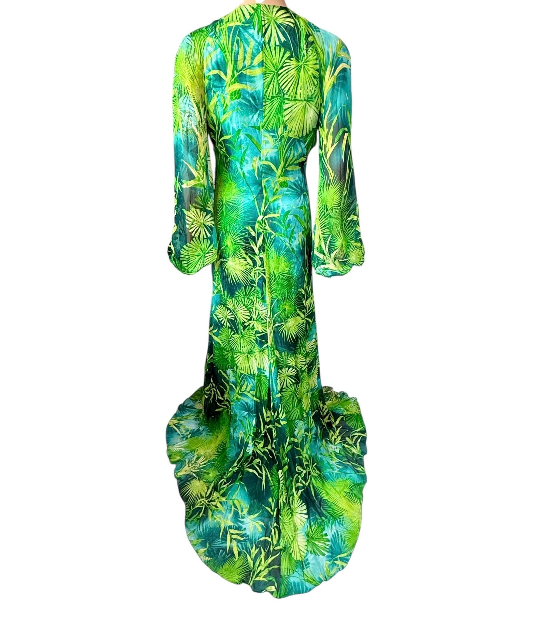 Abito da sera in seta con stampa Jungling impreziosito da Versace P/E 2020 in vendita 10