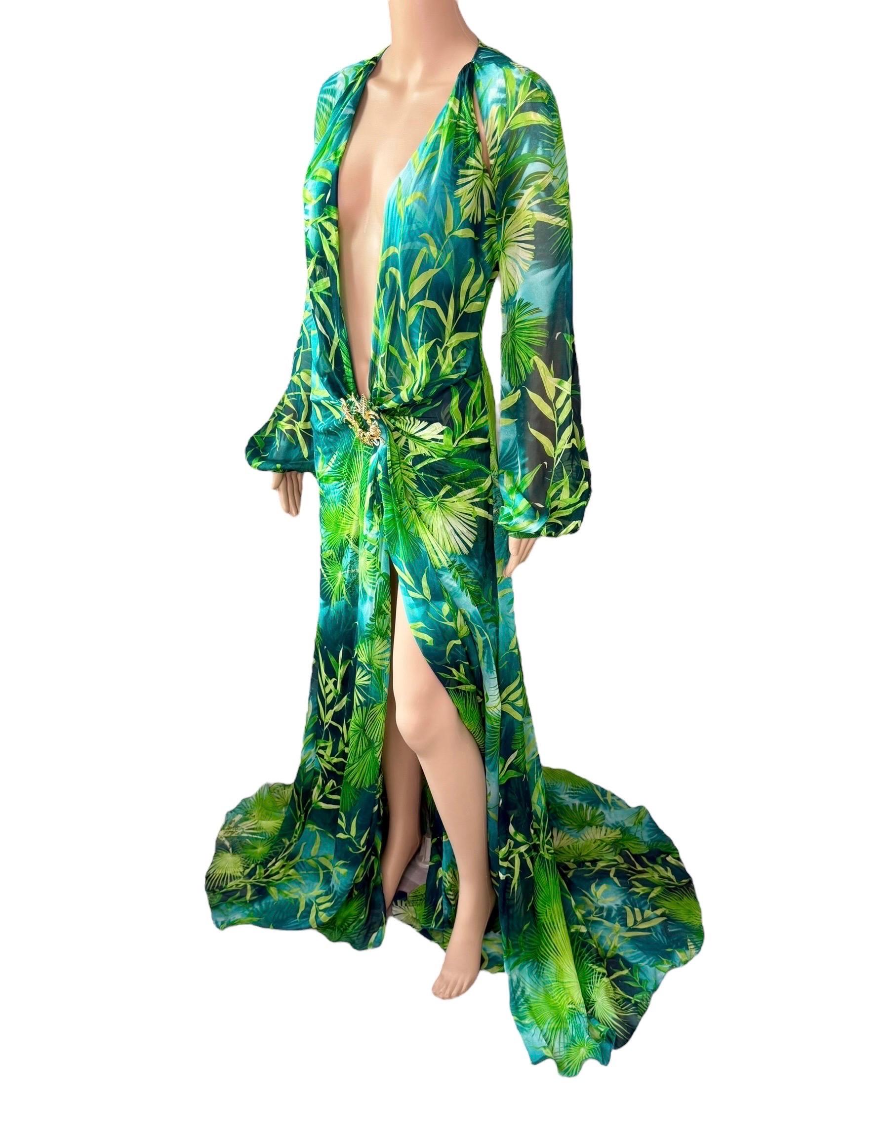 Abito da sera in seta con stampa Jungling impreziosito da Versace P/E 2020 in vendita 12