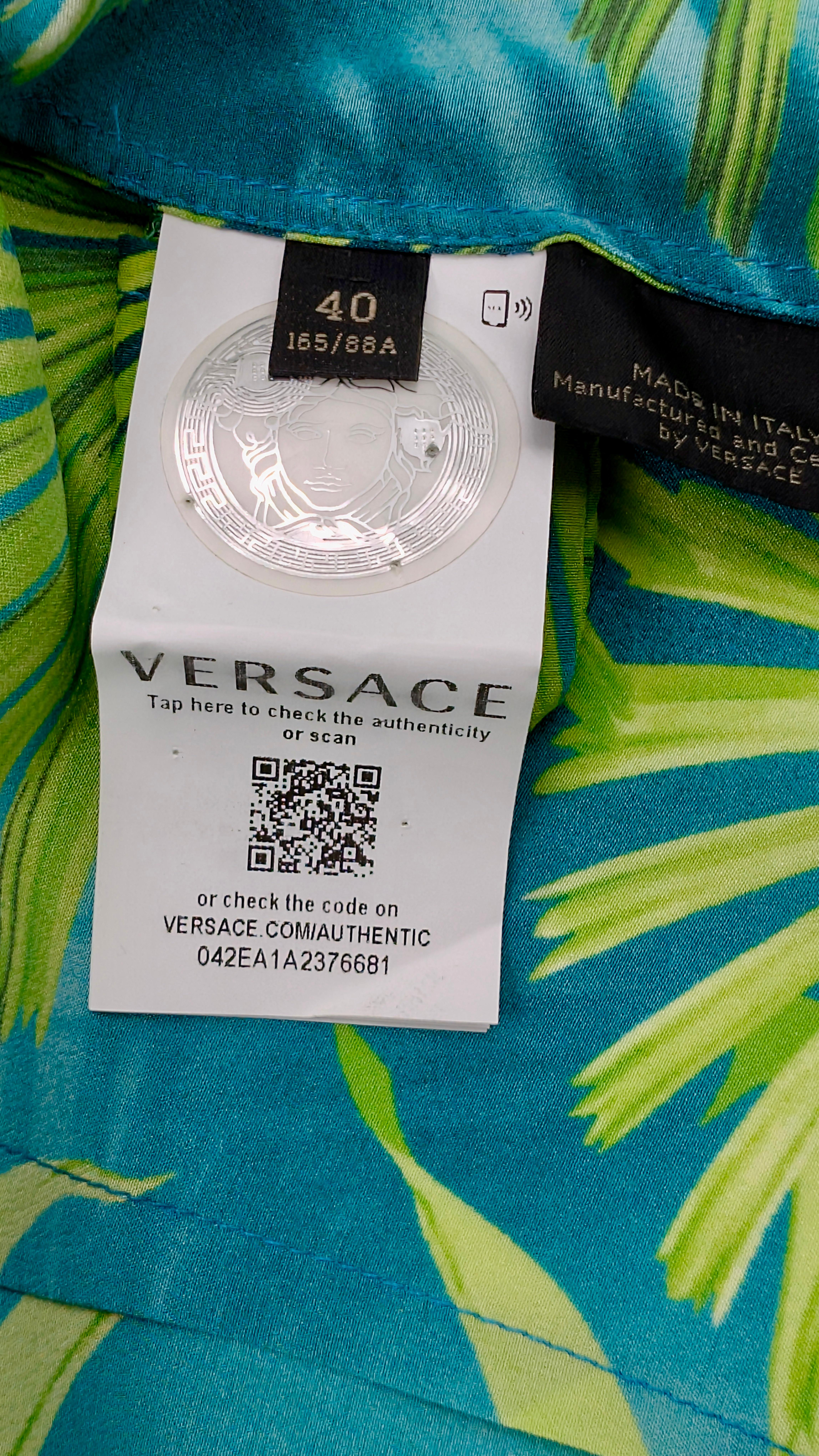 VERSACE S/S 2020 silk shirt Jungle For Sale 10