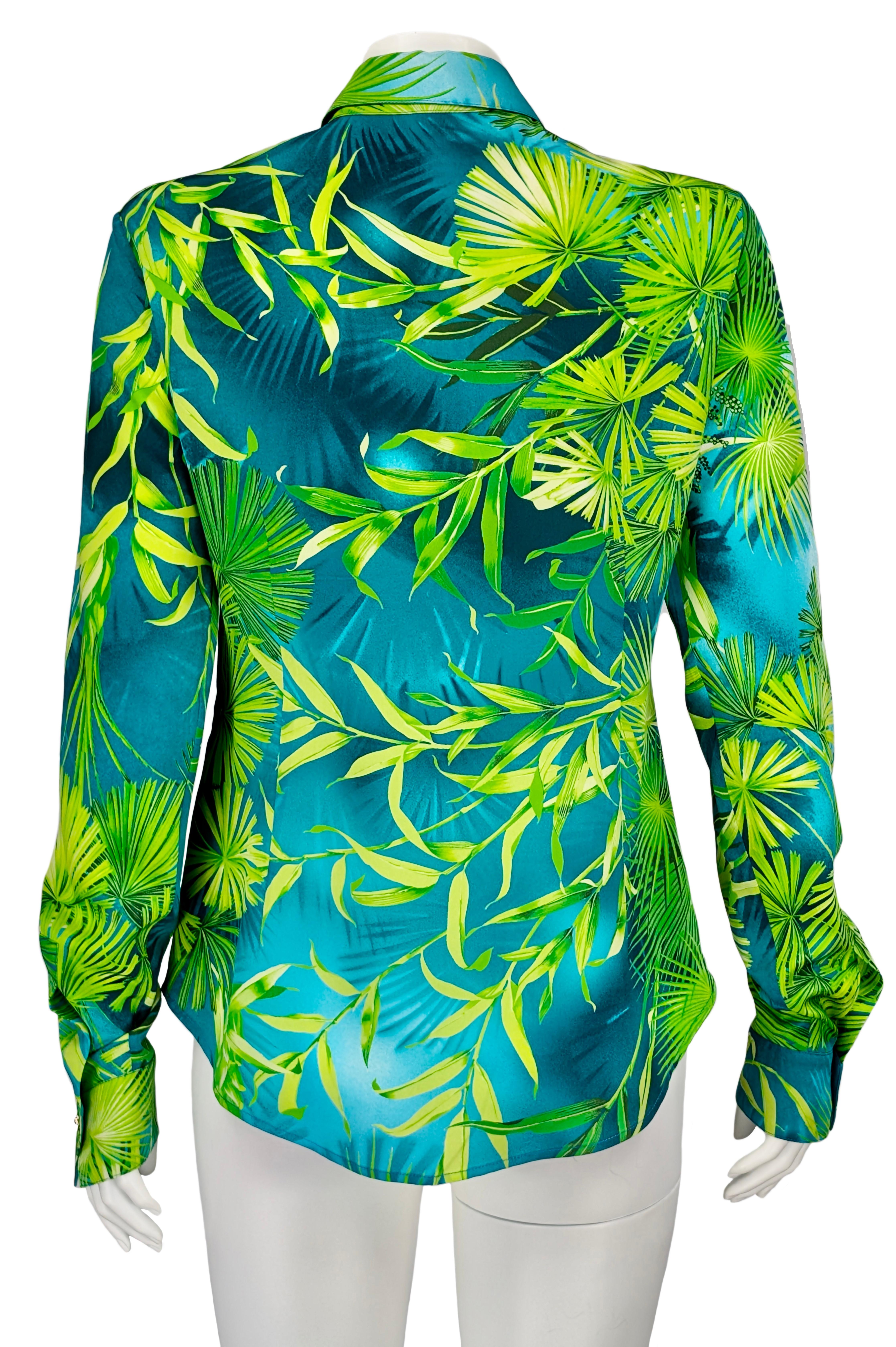 Women's VERSACE S/S 2020 silk shirt Jungle For Sale
