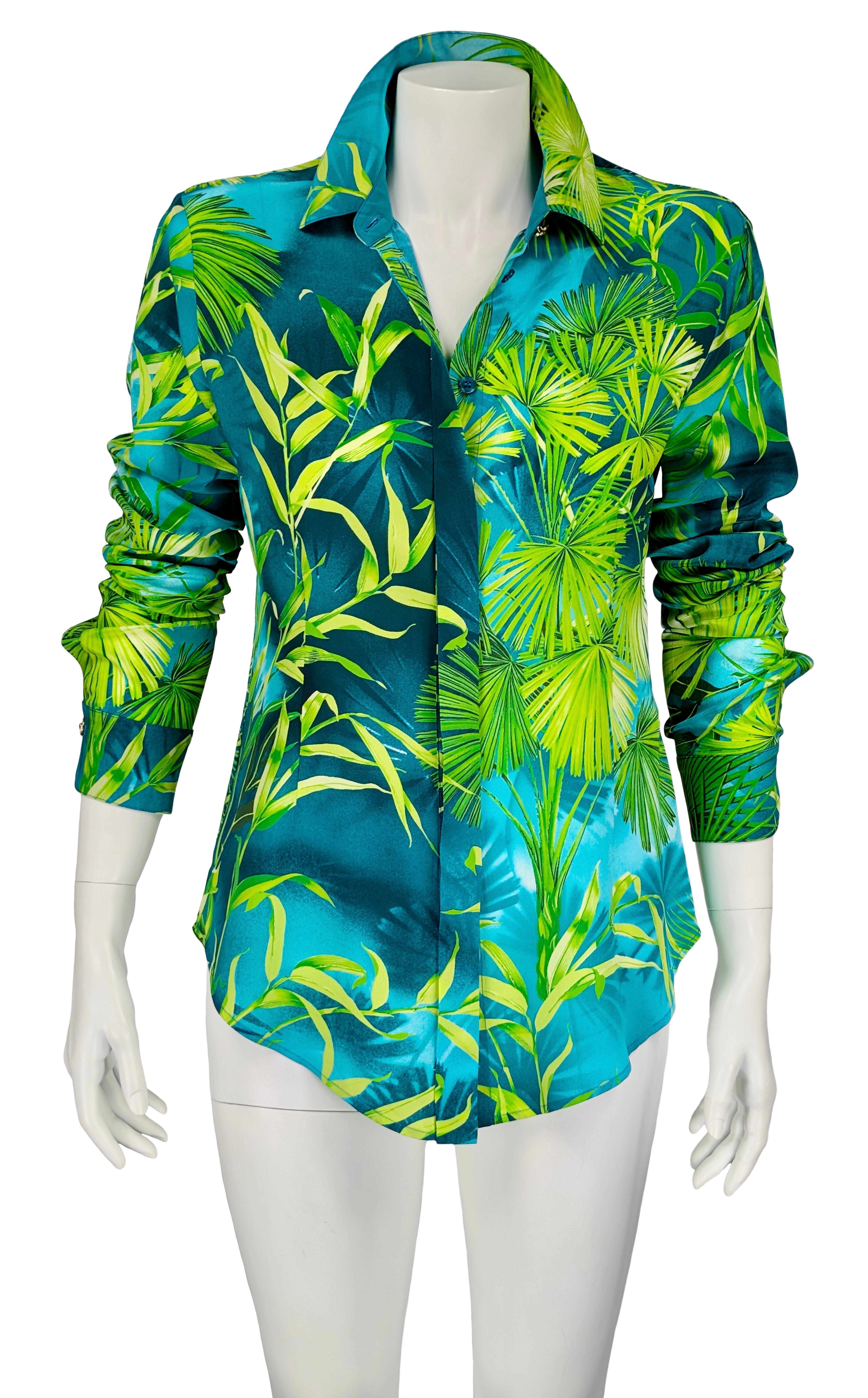 VERSACE S/S 2020 silk shirt Jungle For Sale 1