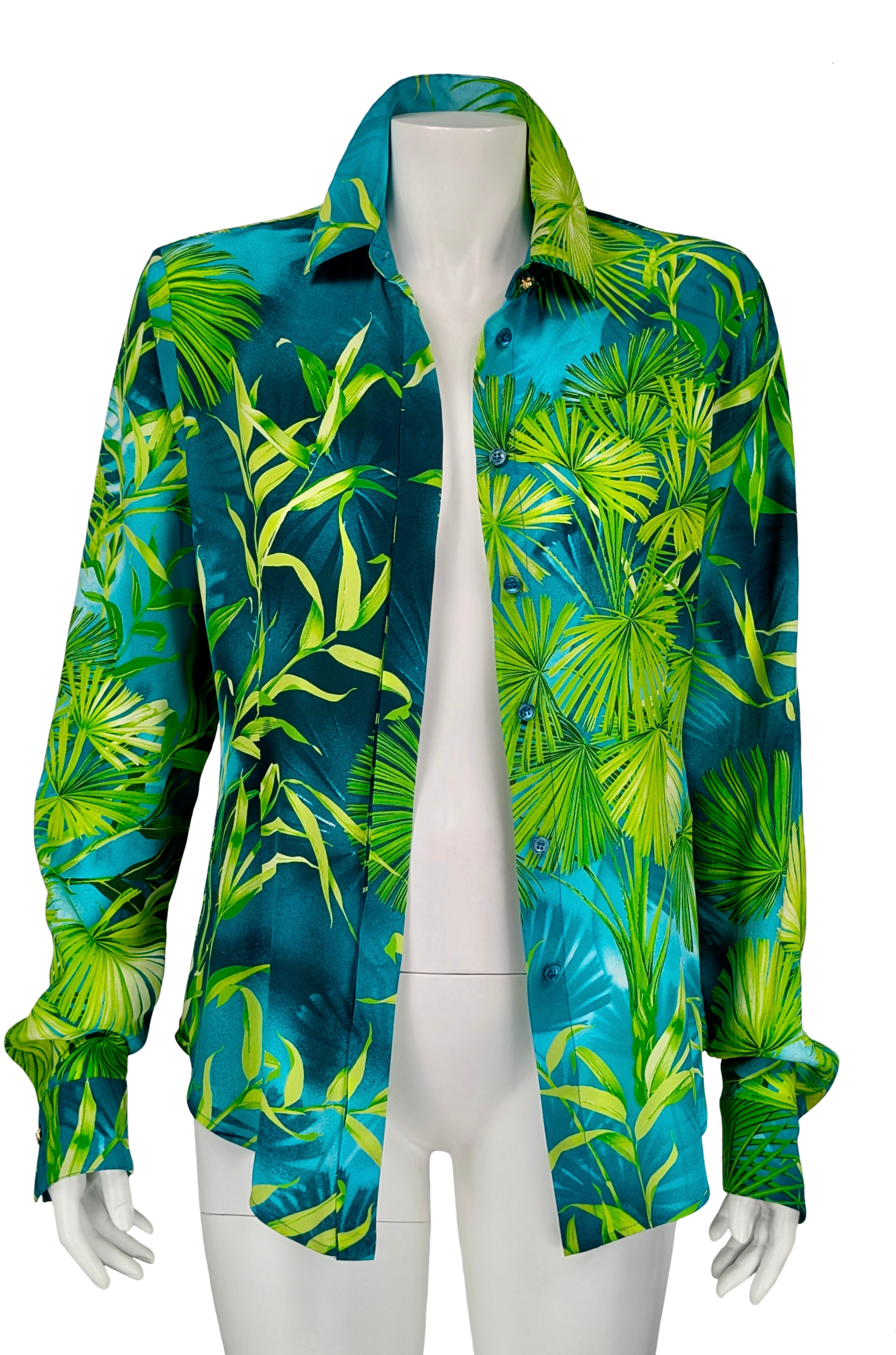 VERSACE S/S 2020 silk shirt Jungle For Sale 2